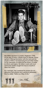 Dan Eldon page 1 of Pop Up Exhibit.